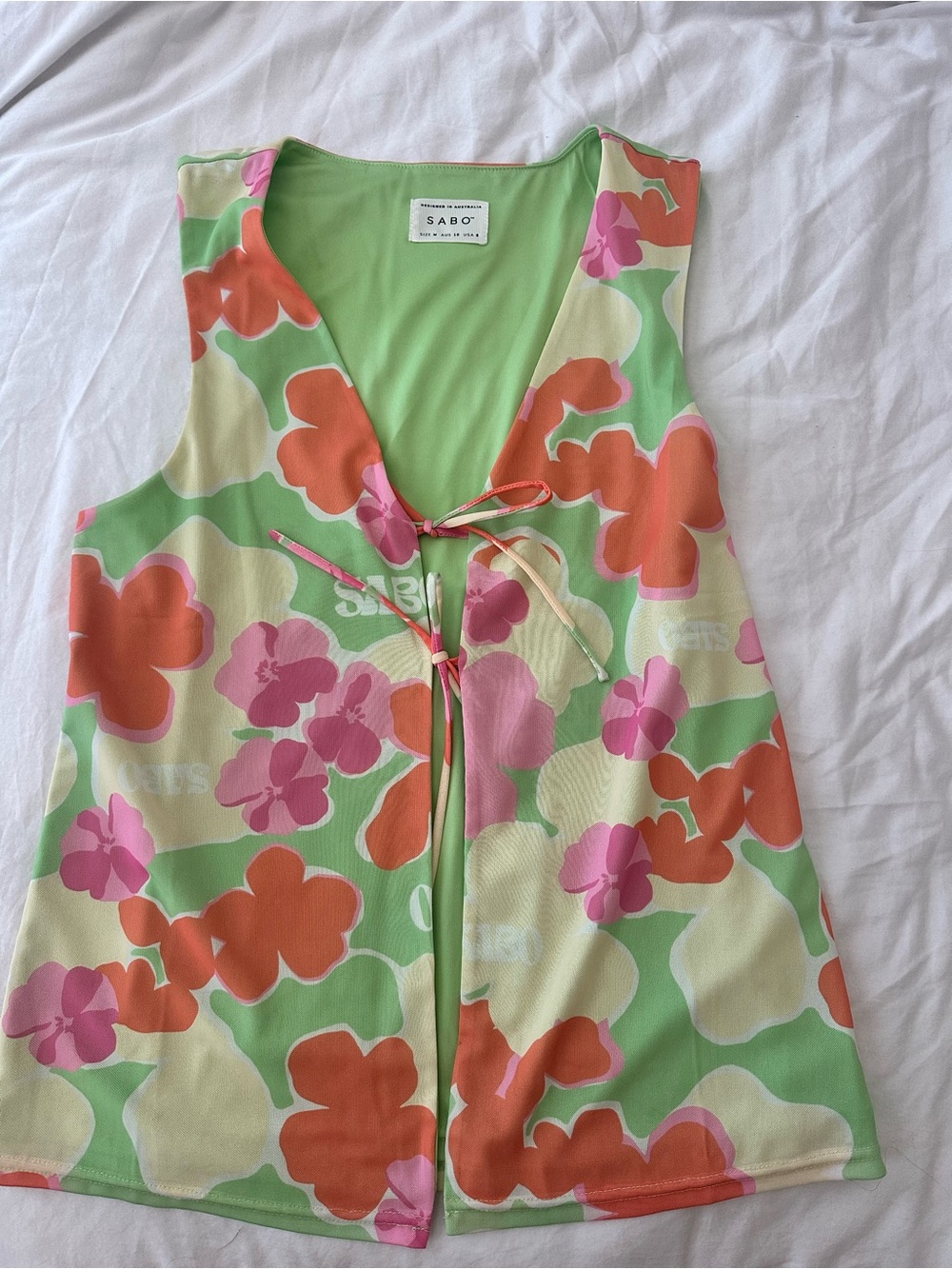 SABO Addie Top Misty Floral Tie Top Size M, US 6